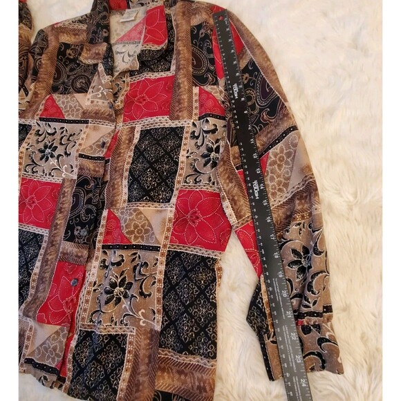 Allison Daley Vtg Art Blouse Size 18W Autumn Floral Button-up Long Sleeve Boho - Picture 6 of 12